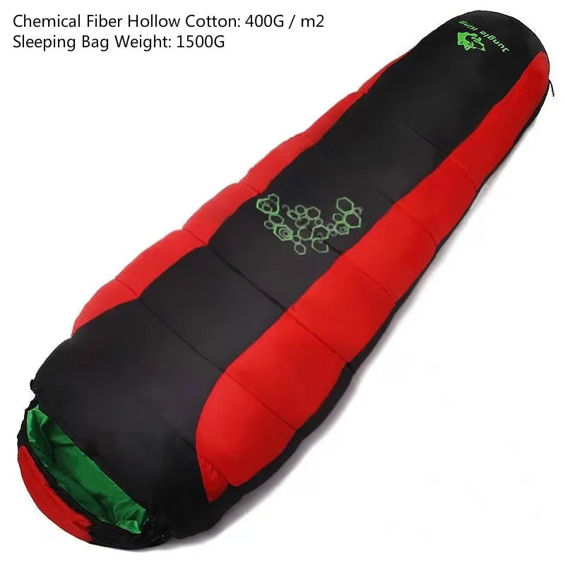 JUNGLE KING CY0901 850g 1850g New Thickening Fill Four Holes Cotton Sleeping Bag Outdoor Camping Mountaineering  Mummy  Movement