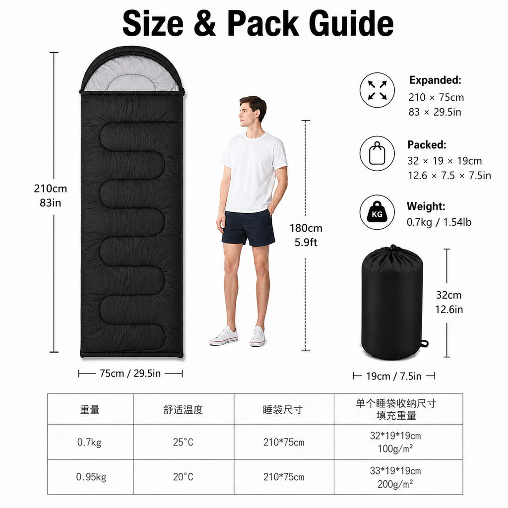 Portable Outdoor Sleeping Bag For Camping Travel Emergency Use Lightweight Warm Sleeping Sack