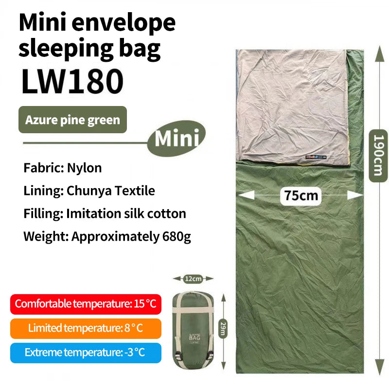 Ultralight Outdoor Camping Compact Adult Sleeping Bag Travel Washable Down Cotton Insulation Dirt-Resistant Portable Waterproof