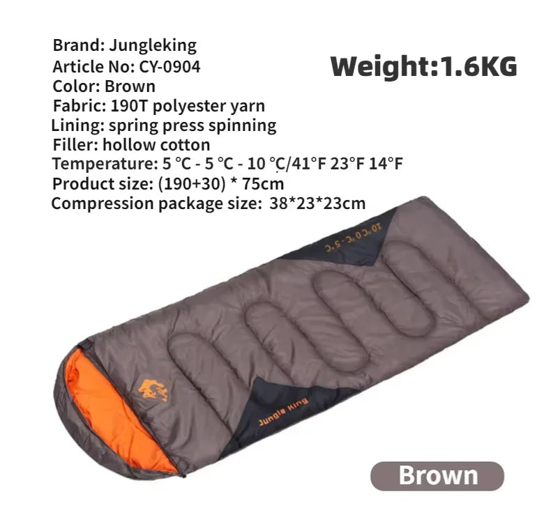 JUNGLEKING CY0904 Ultralight Waterproof 4-Season Warm Sleeping Bag for Outdoor Hiking Camping Envelope Style Backpacking Bag
