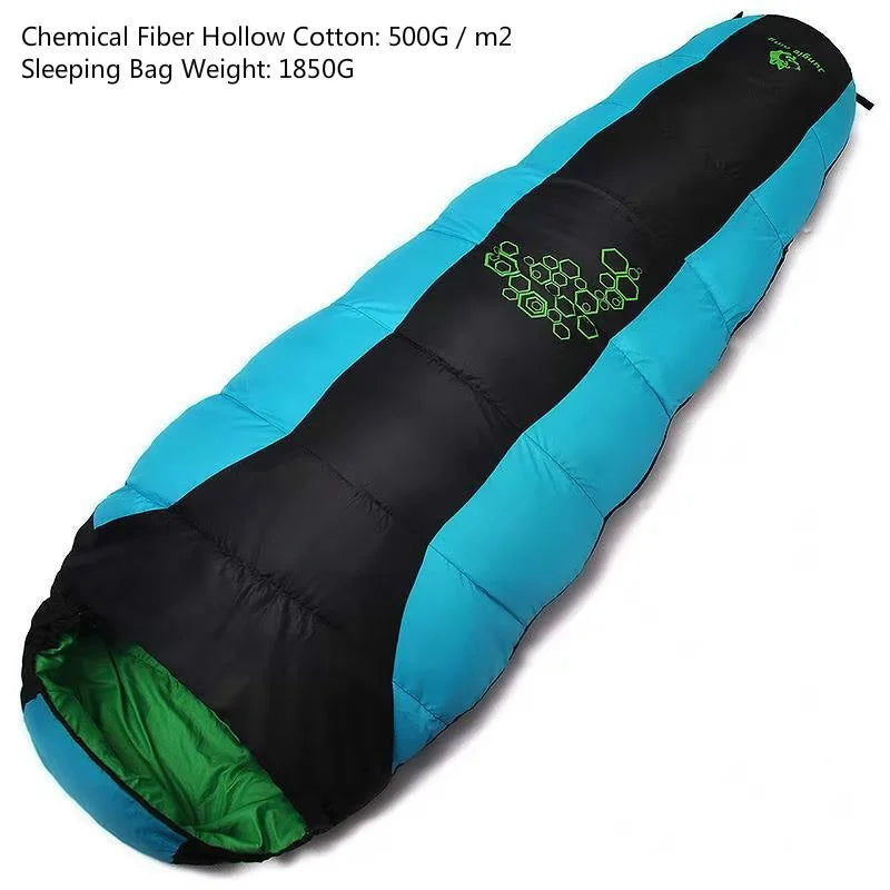 JUNGLE KING CY0901 850g 1850g New Thickening Fill Four Holes Cotton Sleeping Bag Outdoor Camping Mountaineering  Mummy  Movement
