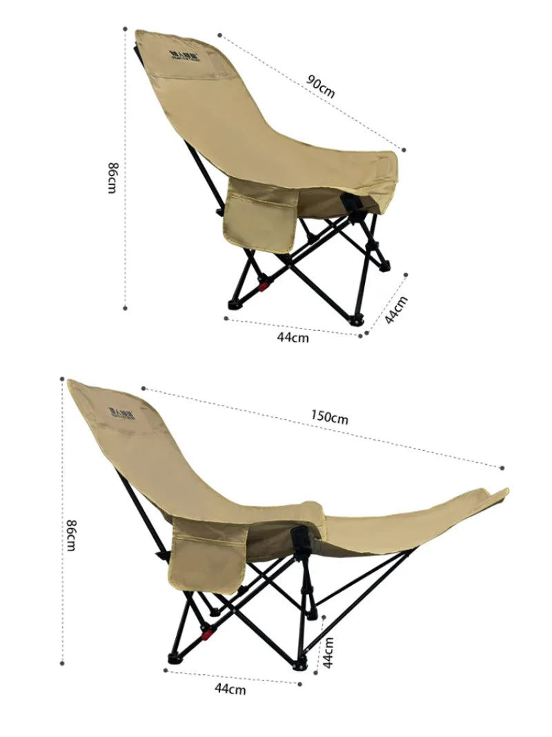Portable Folding Chair Folding Recliner Curved Headrest Comfort Experience Easy Storage Lunch Foldable Recliner With Leg Rests