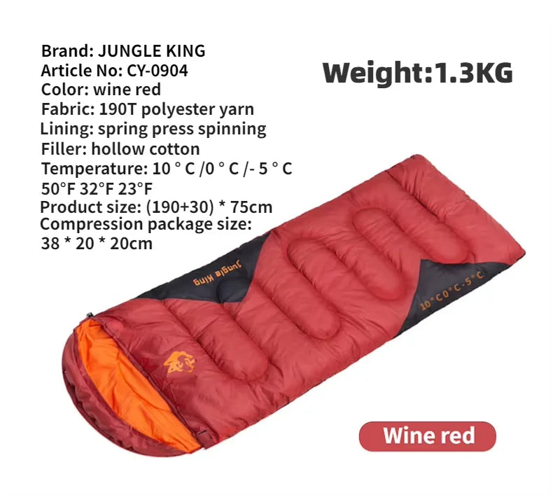 JUNGLEKING CY0904 Ultralight Waterproof 4-Season Warm Sleeping Bag for Outdoor Hiking Camping Envelope Style Backpacking Bag