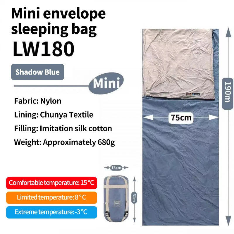 Ultralight Outdoor Camping Compact Adult Sleeping Bag Travel Washable Down Cotton Insulation Dirt-Resistant Portable Waterproof
