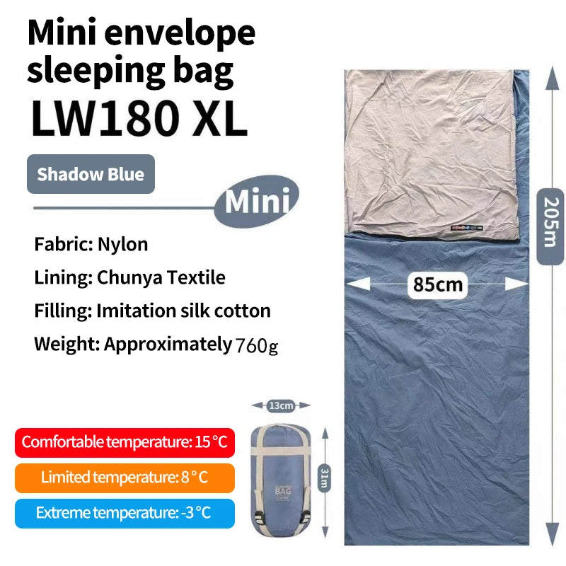 Ultralight Outdoor Camping Compact Adult Sleeping Bag Travel Washable Down Cotton Insulation Dirt-Resistant Portable Waterproof