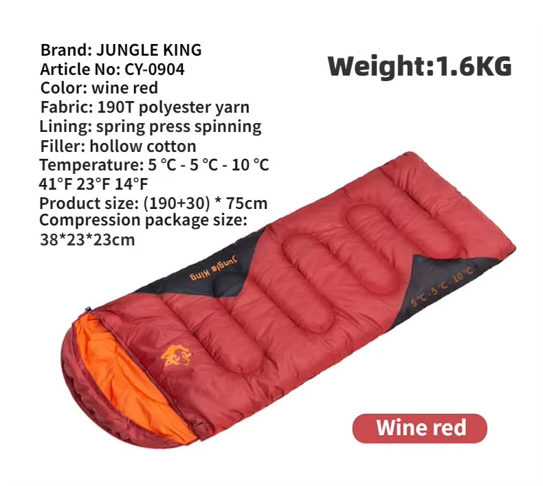 JUNGLEKING CY0904 Ultralight Waterproof 4-Season Warm Sleeping Bag for Outdoor Hiking Camping Envelope Style Backpacking Bag