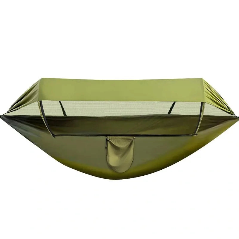 Double Hammock Outdoor Anti-Rollover with Mosquito Net Portable Nylon Camping Swing Bed & Sun Shelter for Backyard/Beach/Travel