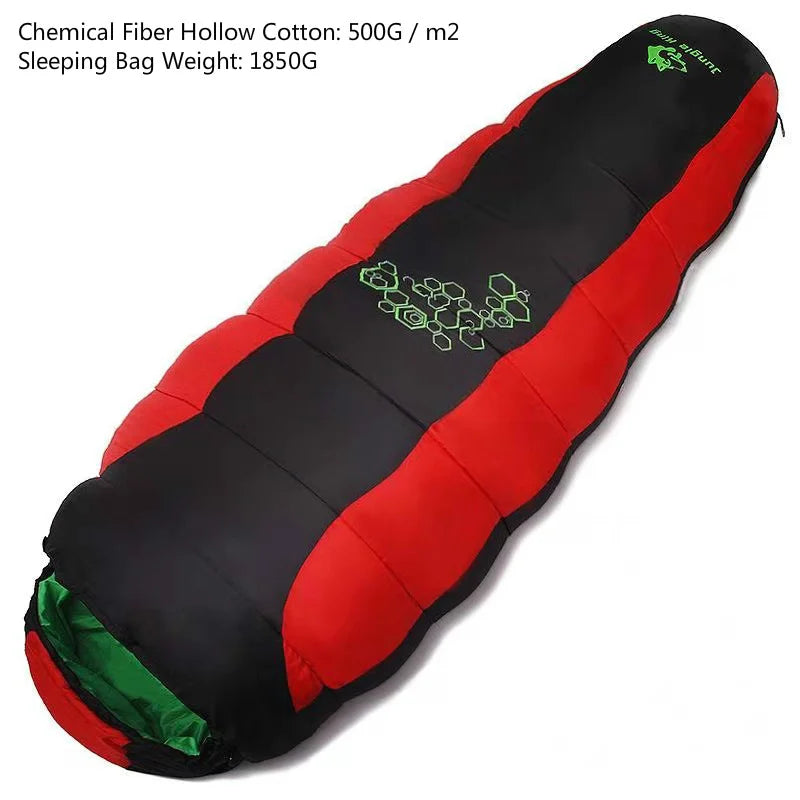 JUNGLE KING CY0901 850g 1850g New Thickening Fill Four Holes Cotton Sleeping Bag Outdoor Camping Mountaineering  Mummy  Movement