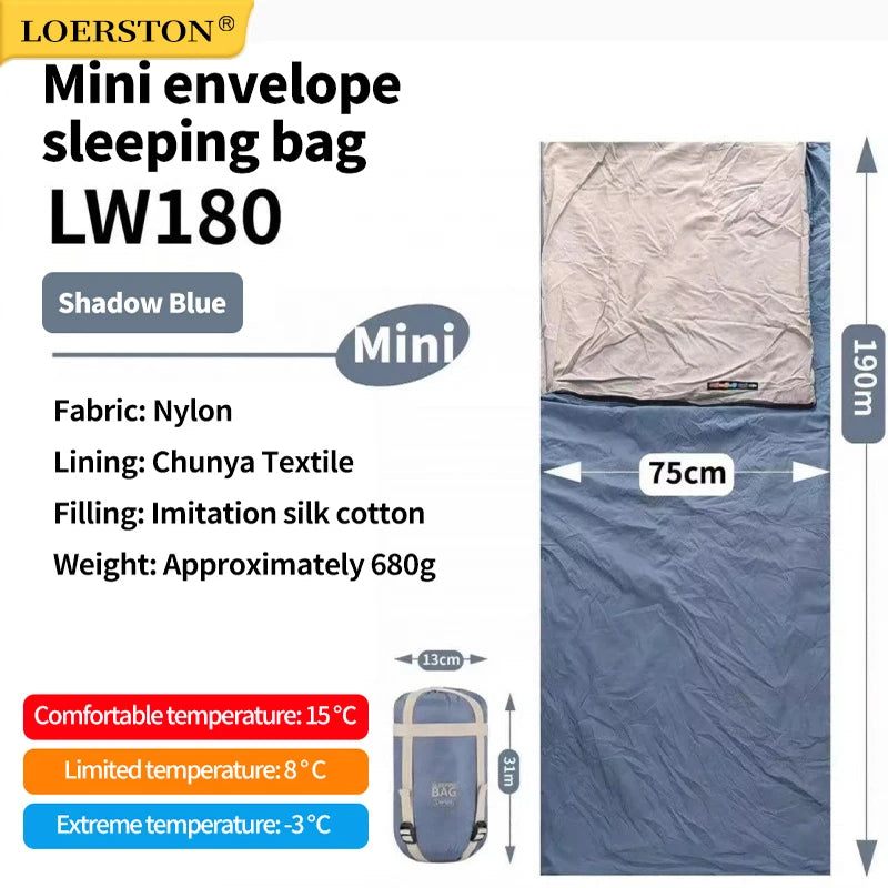 Ultralight Outdoor Camping Compact Adult Sleeping Bag Travel Washable Down Cotton Insulation Dirt-Resistant Portable Waterproof